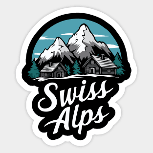 Swiss Alps. Retro Sticker